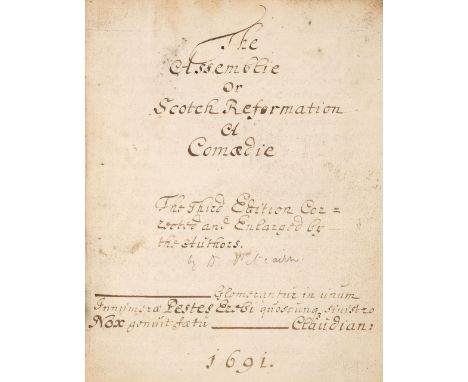 [Pitcairn, Archibald, 1652-1713]. The Assemblie or Scotch Reformation. A Comedie. The Third Edition Corrected and Enlarged by