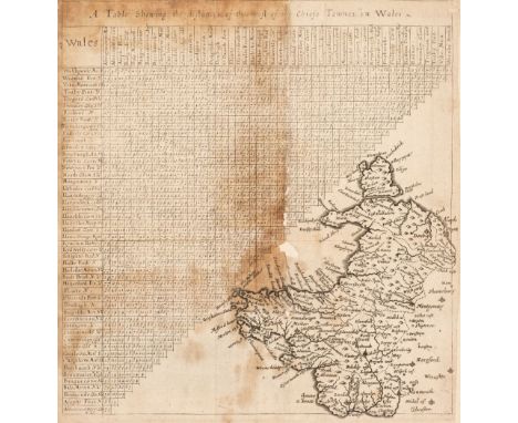 Wales. Jenner (Thomas - Van Langeren Jacob), A Table shewing the distances of the most of the Chiefe Townes in Wales, 1643, u