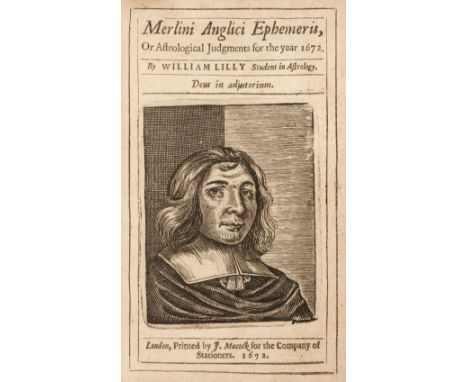 Almanacs. A collection of 12 almanacs, bound in one volume, all 1672, including Merlini Anglici Ephemeris, or Astrological Ju