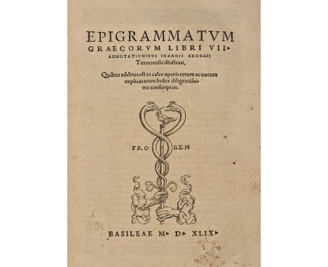 Greek Anthology. Epigrammatum Graecorum libri VII, annotationibus Joannis Brodaei Turonensis illustrati, quibus additus est i