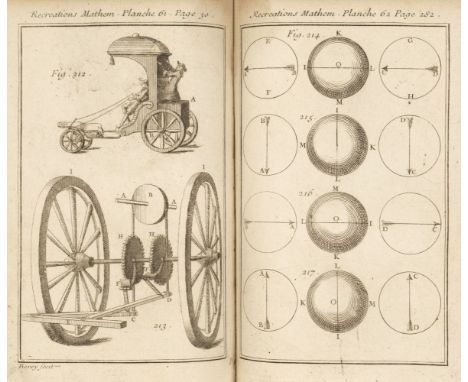 Ozanam (Jacques). Recreations Mathematiques et Physiques, 2 volumes, 1st edition, Paris: Jean Jombert, 1694, 84 engraved plat