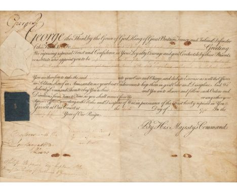 George III (1738-1820). King of Great Britain and Ireland. Document signed, 'George R', St James's, 1 October 1795, a pre-pri