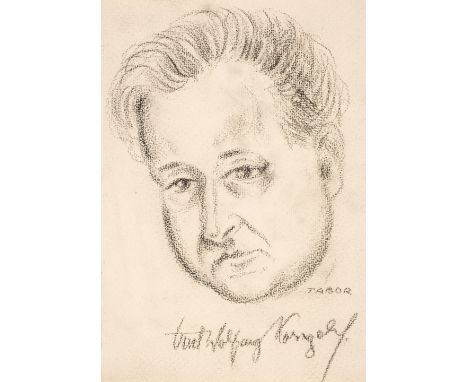 Korngold (Erich Wolfgang, 1897-1957). Austrian composer. Portrait of Korngold's head by Tabor [of Hamburg], no place or date,