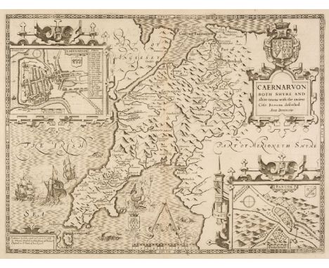 Carnarvonshire. Speed (John), Caernarvon Both Shyre and Shire-Towne with the ancient Citie Bangor described, Thomas Bassett &