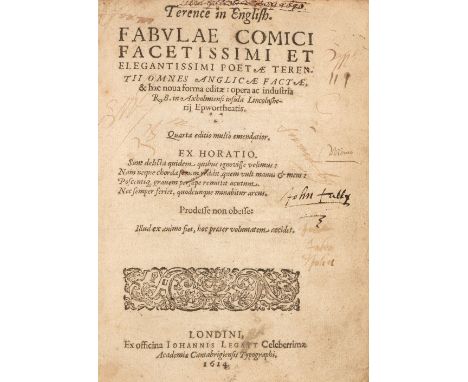 Terence. Terence in English. Fabulae comici facetissimi et elegantissimi poetæ Terentii omnes Anglicæ factæ, &amp; hac noua f