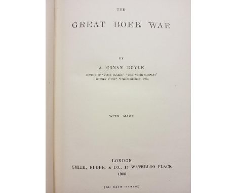 Conan Doyle (Arthur). The Great Boer War, 1st edition, London: Smith, Elder, &amp; Co., 1900, 5 colour folding maps, publishe