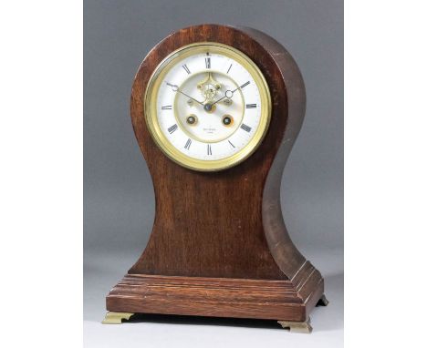 An early 20th Century French mahogany cased mantel clock by Henri Marc of Paris, No. 44933, the 4.25ins diameter white enamel