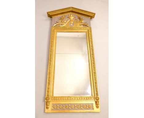 John Frisks, 1787-1849, early 19th C Gustavian mirror of architectural form, bearing label verso 'John Frisks', 82 x 155cm