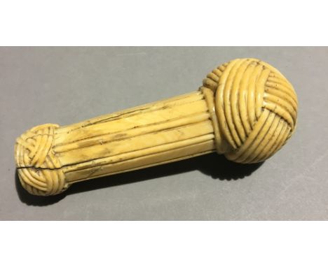 A 19th century marine ivory sailors knot walking stick handle