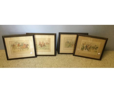 A set of four framed hunting prints, The Rivals 