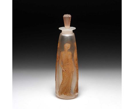 RENÉ LALIQUE (FRENCH, 1860-1945), AN 'AMBRE ANTIQUE' PERFUME BOTTLE AND STOPPER, DESIGNED 1910 for Coty, frosted and stained 