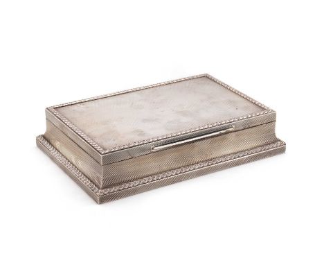 AN ELIZABETH II ENGINE-TURNED SILVER CIGARETTE BOX by Asprey &amp; Co Ltd, London 1964, rectangular, of large proportions, th