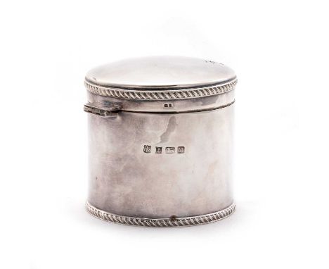 AN ELIZABETH II SILVER BISCUIT BOX by Barker Ellis Silver Co, Birmingham 1996, circular, the hinged lid and base with gadroon
