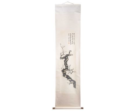 AFTER XIE ZHILIU (20TH CENTURY), PLUM BLOSSOM AND BIRD a Chinese painting, ink and colour on paper, inscribed with a signatur