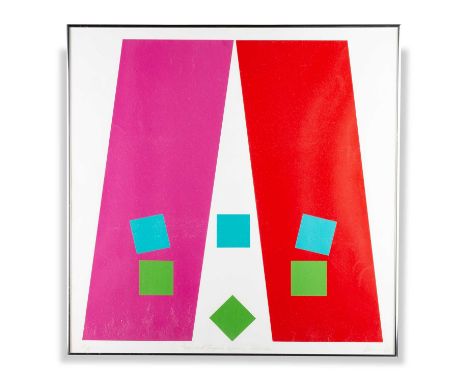 LAIMONIS MIERINS (LATVIAN 1929-2011) GREEN & TURQUISE SQUARES  ‡ Signed silkscreen print, numbered 9/17   58.5cm x 58.5cm