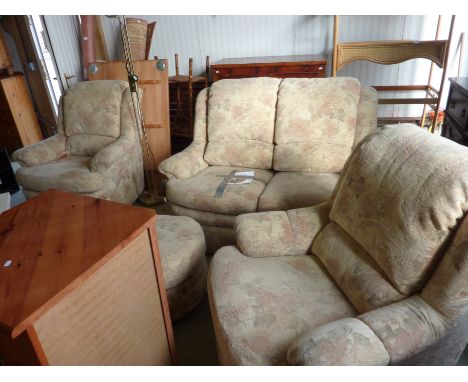 4 piece G plan suite comprising of 2 seat sofa and pair of matching armchairs with footstool