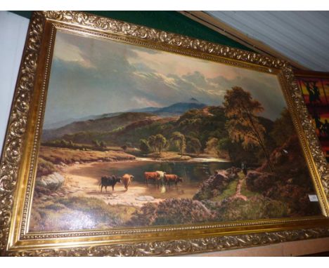 Gilt framed print on canvas depicting classic scene