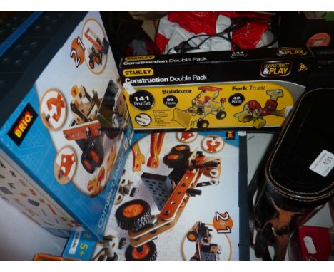 Brio builder road grader, compact loader and a Stanley construction double pack (brand new)