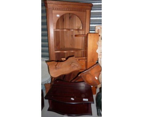 Pine corner shelf, selection of pine shelving and 1 other