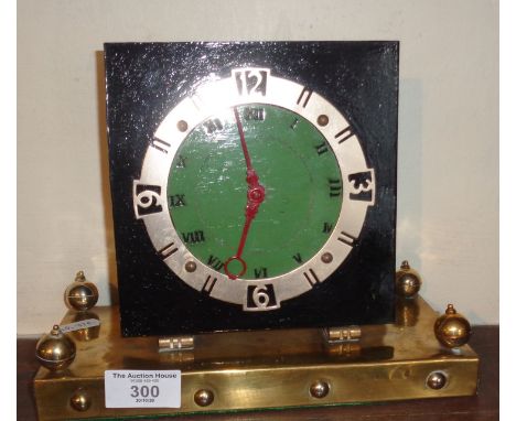Unusual vintage Art Deco style metal mantle clock