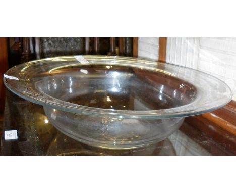 Large old clear glass fruit bowl or wash basin