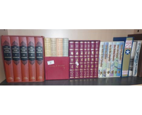 Shelf of Folio Society books including 'Catch 22' and 'Jeeves' set etc