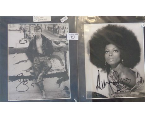 Authenticated autographed photograph portrait of David Bowie (COA) and a similar of Diana Ross