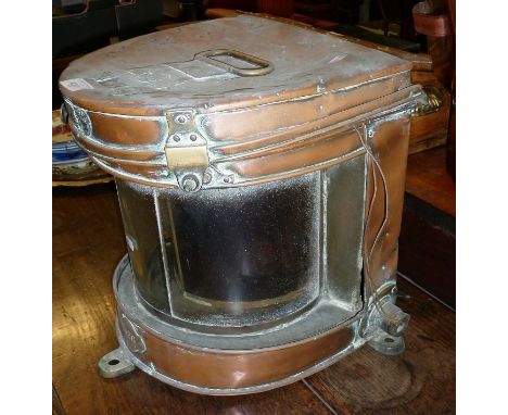 Large 19th c. copper ship's lantern light (converted to electricity)
