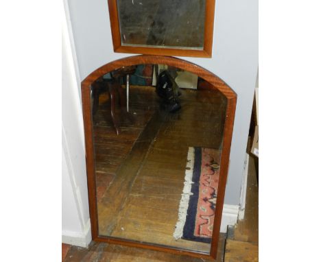 A walnut framed arch topped rectangular wall mirror H.77cm W.49cm