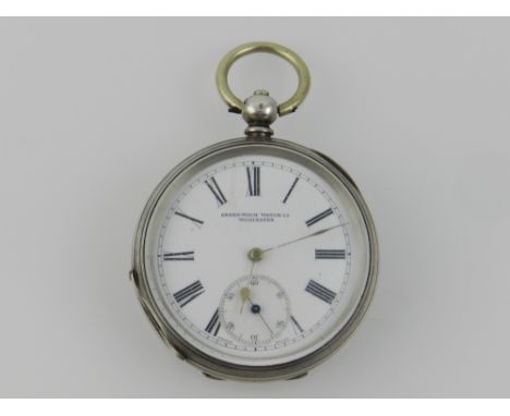 A Greenwich Watch Co. Worcester silver cased pocket watch, engraved to inside with makers mark 