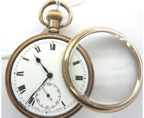 Gold plated Admiral open face pocket watch, working at lotting. P&amp;P Group 1 (£14+VAT for the first lot and £1+VAT for sub