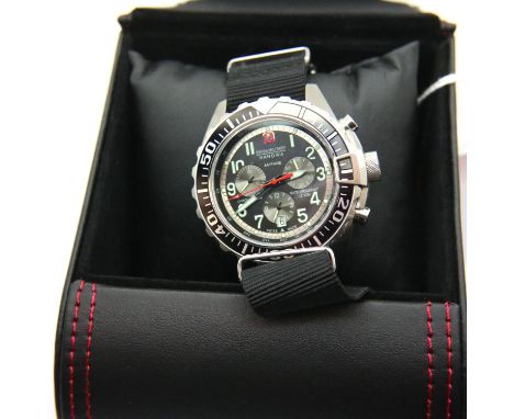 Hanowa; gents new old stock wristwatch on canvas strap, working at lotting, boxed. Complete with an additional leather strap.