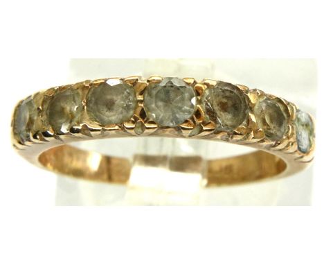 9ct gold stone set half eternity ring, size L, 2.1g. P&amp;P Group 1 (£14+VAT for the first lot and £1+VAT for subsequent lot