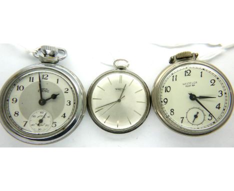 Three mixed crown wind pocket watches. One working at lotting. P&amp;P Group 1 (£14+VAT for the first lot and £1+VAT for subs