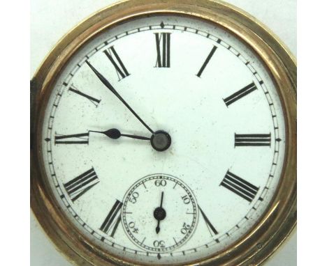 Thomas Russell full hunter gold plated pocket watch. Not working, lacking glass. P&amp;P Group 1 (£14+VAT for the first lot a