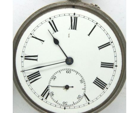 925 silver continental crown wind pocket watch, working at lotting, case D: 48 mm. P&amp;P Group 1 (£14+VAT for the first lot