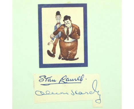 Laurel and Hardy autographs from a 1950s autograph book. P&amp;P Group 1 (£14+VAT for the first lot and £1+VAT for subsequent