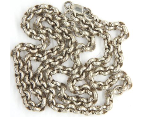 925 silver belcher neck chain, L: 60 cm, 48g. P&amp;P Group 1 (£14+VAT for the first lot and £1+VAT for subsequent lots) 