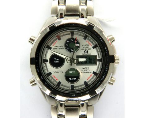 Collection B205G alarm wristwatch on stainless steel strap, working at lotting. P&amp;P Group 1 (£14+VAT for the first lot an