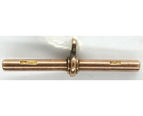 9ct rose gold watch chain T-bar, 3.9g. P&amp;P Group 1 (£14+VAT for the first lot and £1+VAT for subsequent lots) 