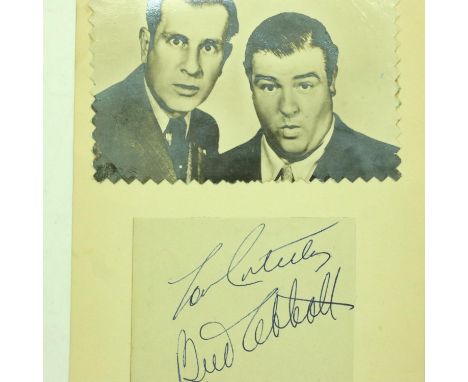 Abbott and Costello autographs from a 1950s autograph book. P&amp;P Group 1 (£14+VAT for the first lot and £1+VAT for subsequ