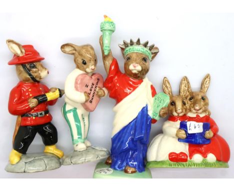 Four Royal Doulton limited edition Bunnykins figurines to include Statue Of Liberty, Partners In Collecting, Sweetheart and F