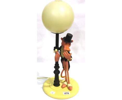 Vintage Pink Panther figural table lamp by Nuova Linea with adjustable head, overall H: 51 cm. Not available for in-house P&P