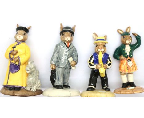 Four Royal Doulton limited edition Bunnykins figurines with certificates to include Business Man, Scotsman, Saxophone Player 