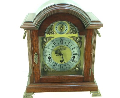 Joseph Horfield, modern walnut cased bracket clock with chiming German movement, working at lotting, H: 31 cm. Not available 