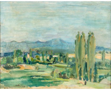 1881 Maulburg - 1973 Schopfheim. Studium an der Kunstakademie in  Karlsruhe, Professur an der HdK Berlin.  Öl/Malpappe. Sonni