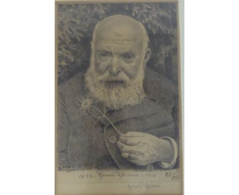 1839 Bernau - 1924 Karlsruhe. Radierung. Selbstbildnis VI mit Blume. U.r. mit Bleistift sign.  In der Pl. monogr., 1839 Hans 