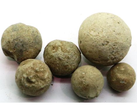 Six English Civil War period lead musket balls, various sizes. P&amp;P Group 1 (£14+VAT for the first lot and £1+VAT for subs