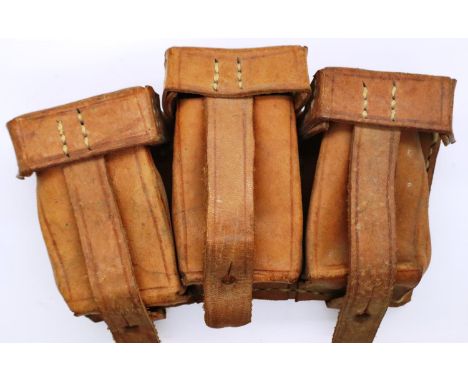 A German WWII brown leather K98 triple ammunition pouch.  P&amp;P Group 2 (£18+VAT for the first lot and £3+VAT for subsequen