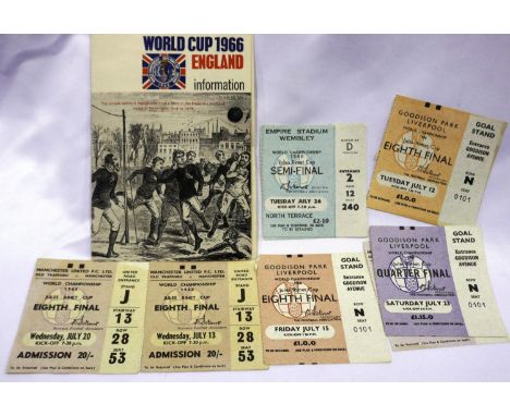 1966 World Cup ticket, Counterfoil Last 16 (6) quarter final, Goodison (1), Semi-final (1), 3rd and 4th place. P&amp;P Group 